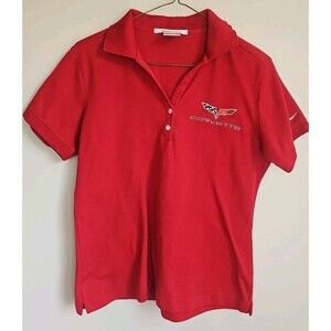 Nike Golf x Corvette Polo Shirt Women M Red Pullover Golf Casual Dri Fit New